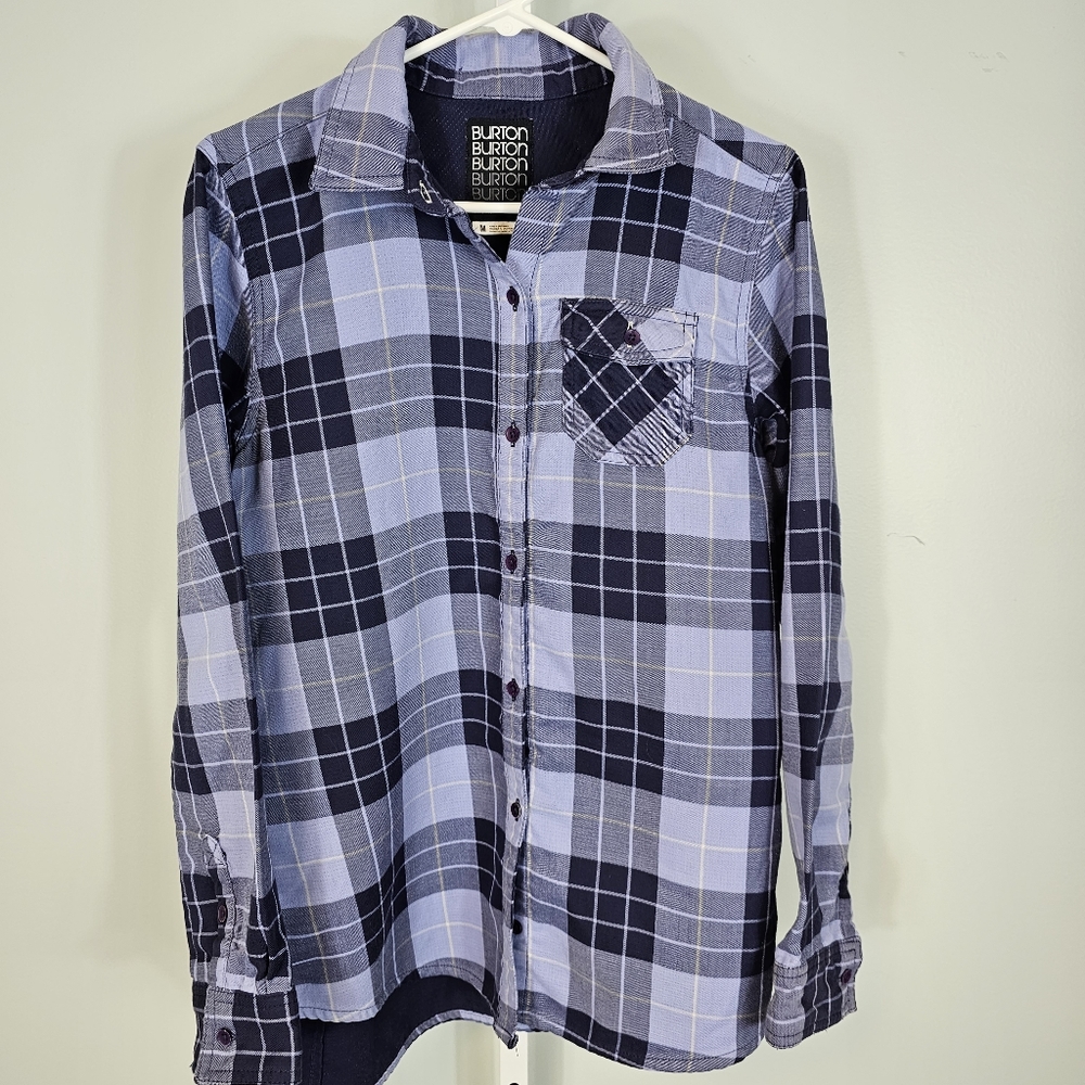 Burton size medium long sleeve plaid shirt, Dri ride, Van Halen logo on back.